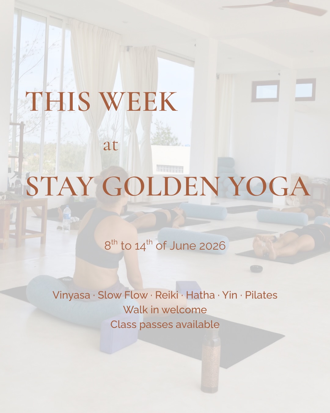 Move, strengthen, slow down & reconnect 🌿

Our new weekly schedule for June 8–14 is here, featuring daily yoga classes, Group Reiki, and three opportunities to join our popular Mat Pilates sessions.

✨ Mat Pilates
Tuesday 5 PM
Thursday 9 AM
Sunday 11 AM

Designed to improve core strength, posture, stability and body awareness, Mat Pilates is the perfect complement to surfing, yoga and active travel.

This week you’ll also find:
• Vinyasa Flow
• Slow Flow
• Hatha Yoga
• Yin Yoga
• Group Reiki

Want to practice regularly? Our class passes offer the best value:

✔ 7 Classes, 7 days – 16,000 LKR
✔ 10 Classes, 14 days – 25,000 LKR
✔ 20 Classes, 28 days – 39,000 LKR

Every class includes:
🌴 30 minutes pool access
🥭 Healthy wellness shot
✨ Mats & props provided

No booking needed. Just arrive 10–15 minutes before class.

📍 Stay Golden Yoga, Arugam Bay
With @0neyoga and @chaman_yoga at @staygoldenarugam
