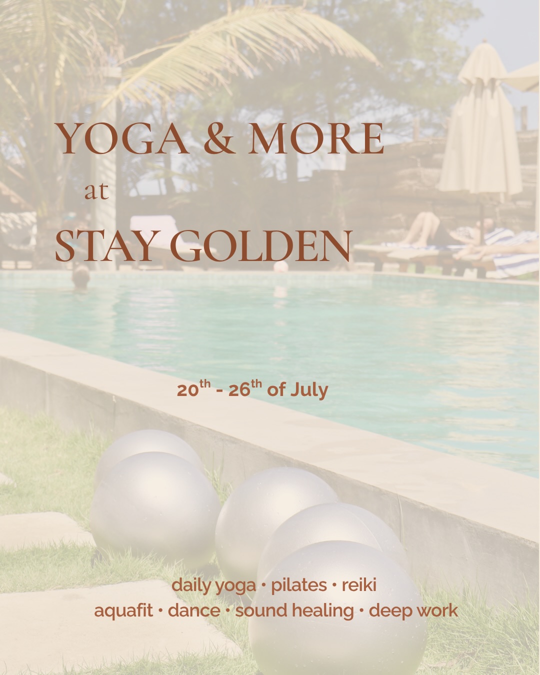 A new week of movement, connection and wellbeing at Stay Golden Yoga. ✨

From dynamic Vinyasa and strengthening Mat Pilates to Aqua Fitness, Dance, Sound Healing, Group Reiki and our newest class, Deep Work, there’s something to support every body and every energy level.

Whether you’re visiting Arugam Bay for a few days or staying a little longer, simply walk in and join us. No booking needed.

Every class includes:
• 30-minute pool access
• A complimentary healthy wellness shot
• Mats and props provided

This week’s highlights:
• NEW: Deep Work with Alex – Sunday 6:30 PM
• Aqua Fitness – Tuesday 11 AM & Friday 3:30 PM
• Sound Healing – Monday & Thursday 7 PM
• Group Reiki – Tuesday & Friday 6:30 PM

Drop in: 3,500 LKR
Class passes available.

See you on the mat.