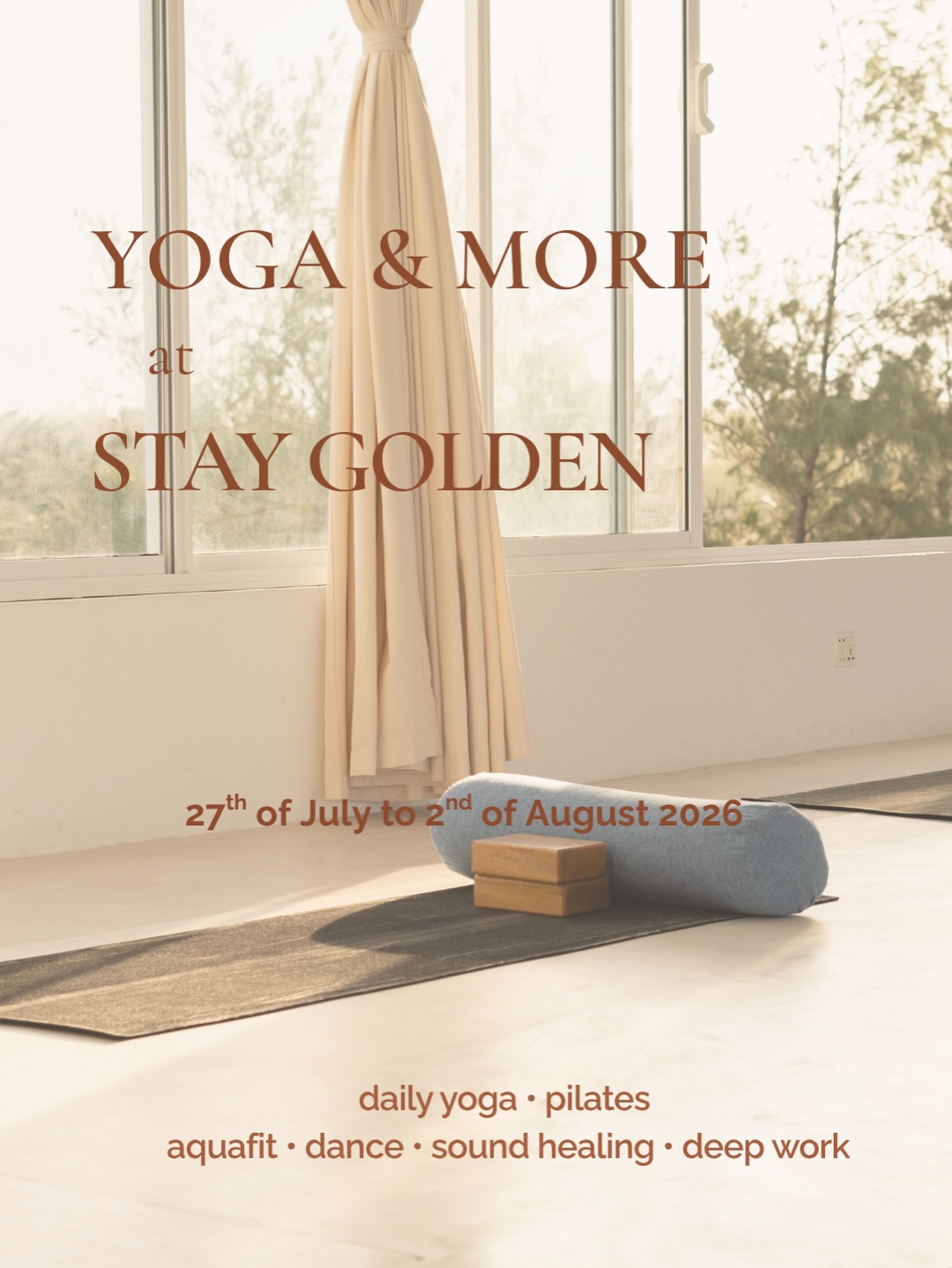Your week to move, breathe & reconnect. 🌿

From energising Vinyasa, Hatha Flow and Mat Pilates to refreshing Aqua Fitness, grounding Yin & Sound, Dance, Deep Work and Sound Healing, there’s a practice waiting for you every day.

Whether you’re staying with us, visiting Arugam Bay or simply looking for a welcoming space to move, we’d love to see you on the mat.

• No booking needed
• Ocean-view rooftop shala
• Complimentary wellness shot
• 30 minutes of pool access before or after class
• Mats & props provided

📍 Stay Golden Yoga, Arugam Bay

Drop in: 3,500 LKR
Class passes available.

Save this week’s schedule and send it to someone you’d like to practice with.

#yogaarugambay #arugambay #Pilatesarugambay #srilanka #staygoldenarugam