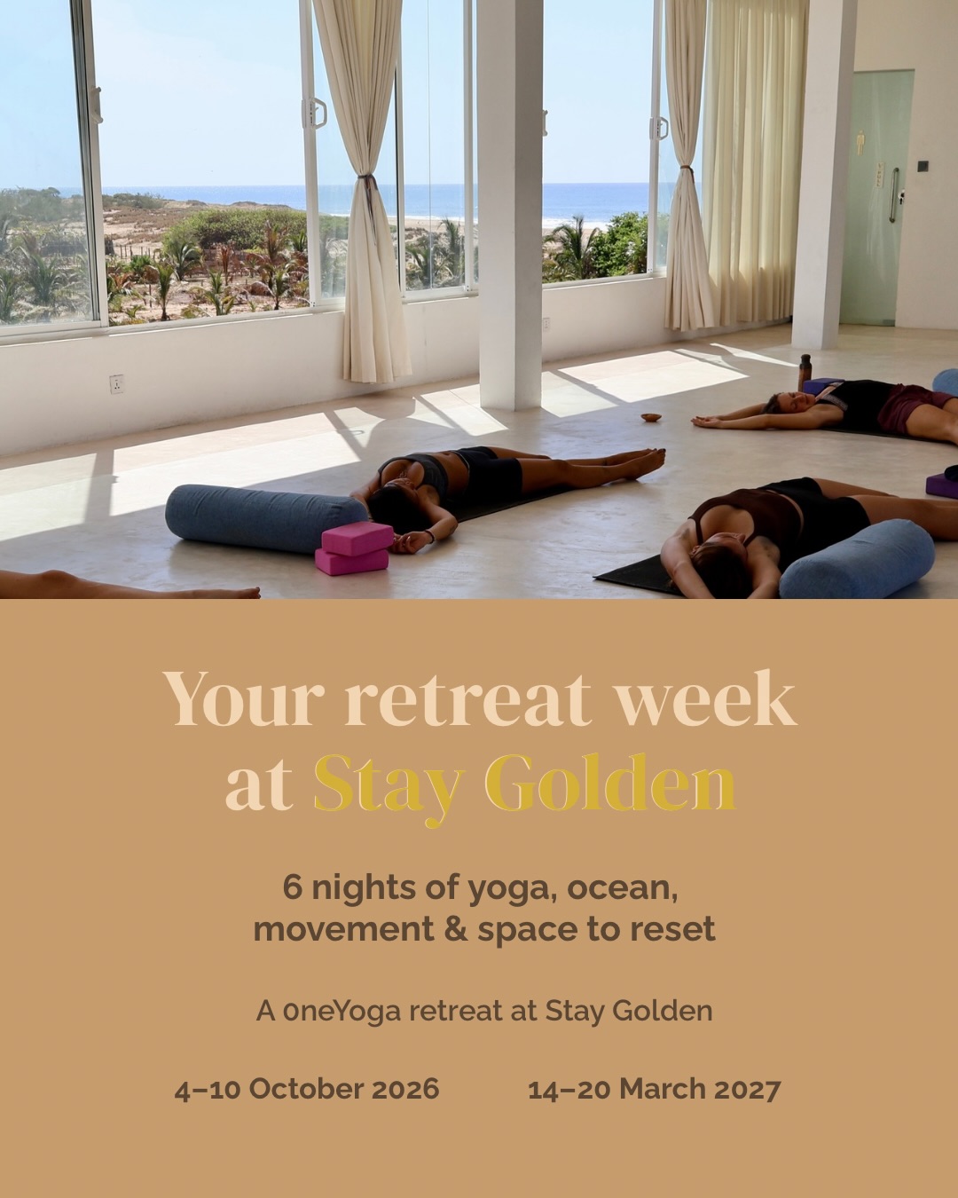 A week to move, reset & reconnect.

Join Kat from 0neYoga for six nights at Stay Golden, right by the ocean in Arugam Bay.

Come for the yoga - Vinyasa, Yin and pranayama - and leave room for everything around it: slow breakfasts, time by the pool, the beach, surfing, exploring, or simply doing nothing at all.

Your week includes yoga & pranayama sessions, Reiki group sessions, a wellness workshop, daily breakfast/brunch and six nights at Stay Golden.

4–10 October 2026
14–20 March 2027
From €890 per person

Limited places available.

Full details & booking → link in bio.

@0neyoga at @staygoldenarugam 

#ArugamBay #SriLankaYoga #YogaRetreatSriLanka #YogaRetreat #srilankatravel
