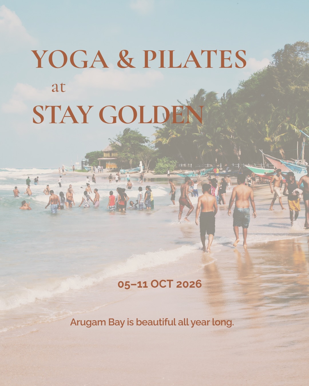 Arugam Bay is beautiful all year long.

October brings a quieter rhythm - and a little more space to slow down, spend time by the ocean and make your practice part of your stay.

This week at Stay Golden Yoga:

2 classes daily · Yoga & Pilates
05–11 October
Please note: due to a retreat this week, morning classes are at 11 am. 

Whether you’re new to yoga, looking to deepen your practice, or simply want to move a little while you’re in Arugam Bay, you’re welcome to join us.

3,500 LKR drop-in
Class passes available
Mats & props provided
Pool access before & after class
No booking needed

Check the full schedule in the carousel and just walk in.

Stay Golden Yoga · Arugam Bay
@yoga_arugambay

#StayGoldenYoga #ArugamBayYoga #YogaArugamBay #YogaSriLanka #ArugamBay